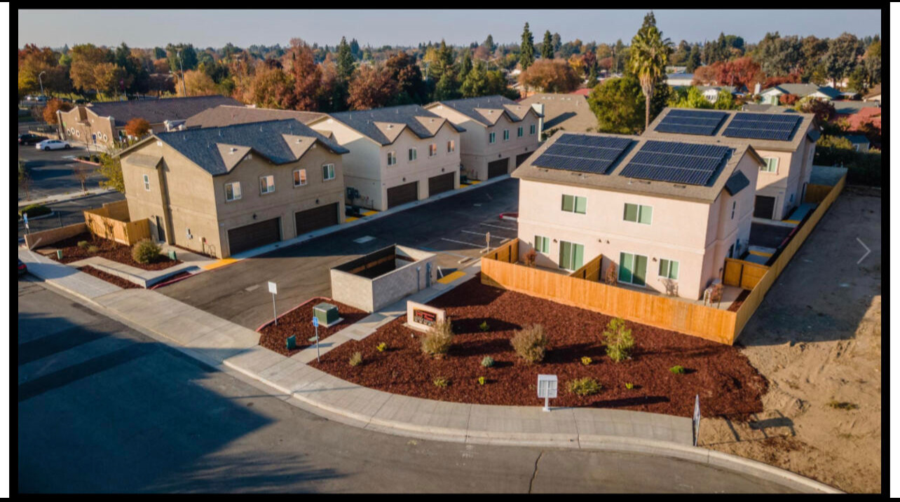 Completed Clovis townhouse development viewed from above