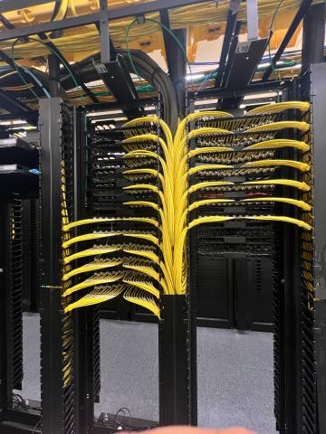 TikTok data center racks with organized fiber electrical and low-voltage cabling